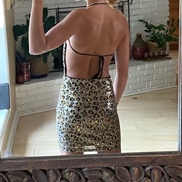 Leopard sequin dress with zipper - Picture 3 of 4